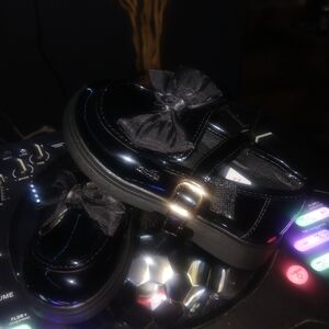 Black Kids Shoes with Bow Accent